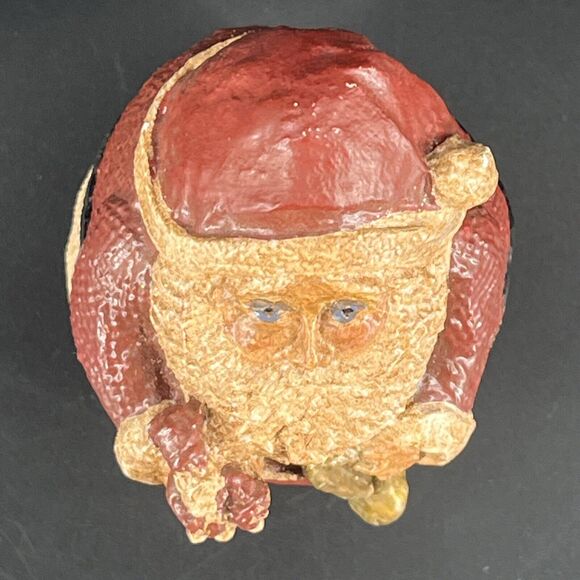 Vintage Folk Art Resin Santa Claus Old World with Trumpet Signed 1989 MF. S7619 - Picture 12 of 14